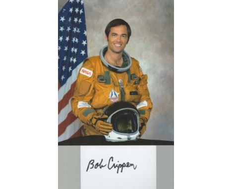 NASA astronaut Bob Crippen A white card (measuring approx. 5"x3") nicely signed in black marker pen - who flew on the first e