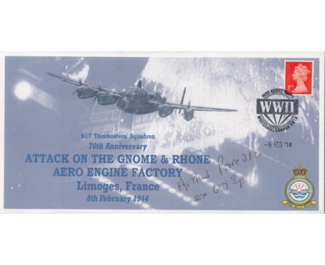Flt Lt Arthur Poore Signed Attack on Gnome and Rhone Aero Engine Factory 8/2/1944 FDC. 25 of 25. British Stamp with 8 Feb 14 