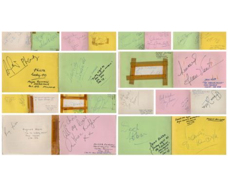 Entertainment 6x4 autograph book filled with over 50 signatures. Missing front and back cover. Various names such as Jose Lui
