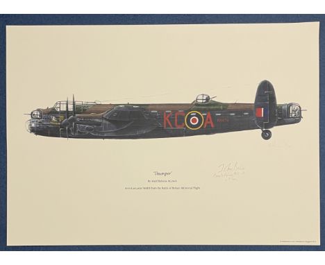 John Bell and Artist Matt Holness Signed Colour Print Titled Thumper. Signed in pencil by the pair. Print Shows Avro Lancaste