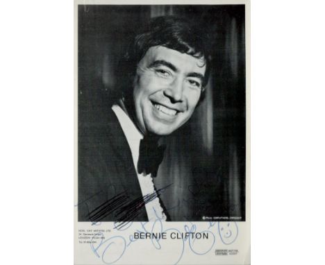 Bernie Clifton signed 6x4 black and white photo. Clifton (born Bernard M. Quinn, 30 April 1936) is a British comedian and ent