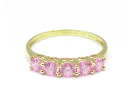 A 14ct gold and pink stone ring, 1.7g, Q