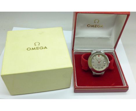 An Omega Electronic f300Hz Seamaster chronometer wristwatch, with box