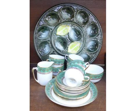 An Oyster plate and a Gladstone china tea service, (four side plates)