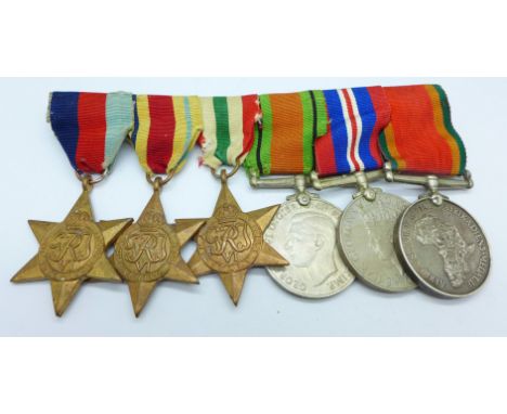 A set of five WWII medals including Africa Service Medal to 146029 R. Westray