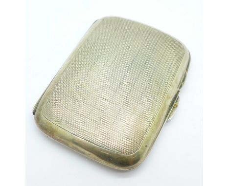 An engine turned silver cigarette case, Birmingham 1901, 38g