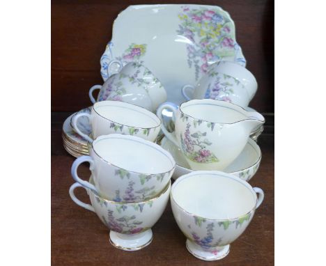 A Foley china tea service, six setting, (two extra cups)