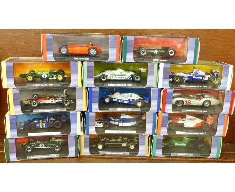 A collection of fourteen Atlas Edition Grand Prix Legends of Formula 1 model racing cars, all boxed
