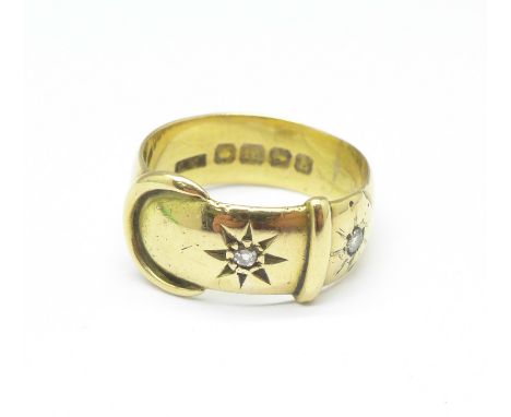 An 18ct gold, diamond set buckle ring, 6.7g, O