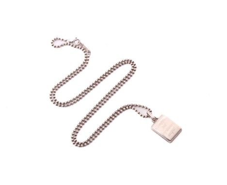 Tiffany &amp; Co. - an '1837 Makers' pendant on ball chain, the rectangular pendant laser engraved with a personal message "C