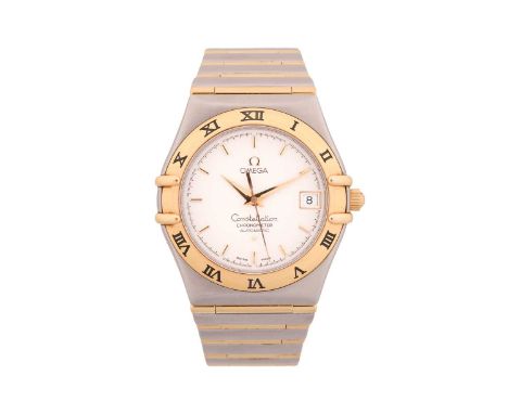 Omega. An Omega Constellation mixed metal, automatic chronometer; white dial with gold baton numerals, outer minute track, go