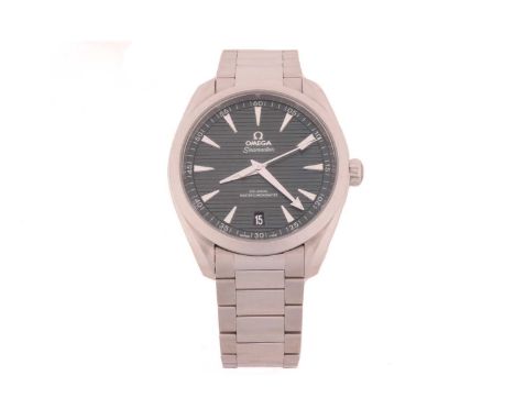 An Omega Aqua Terra master chronometer watch, featuring a Swiss-made automatic movement in a steel case measuring 41mm with a