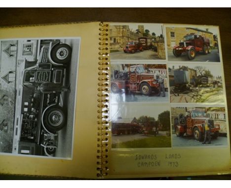 A PHOTOGRAPHIC ALBUM OF SHOWMAN'S VEHICLES, photographs from the 1940's, 50's, 60's, of fairgrounds, steam engines, heavy lor