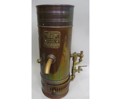 EWART & SONS LIGHTENING GEYSER No.19570 manufactures Euston Road, London, copper body and fittings, overall height 70cm (sold