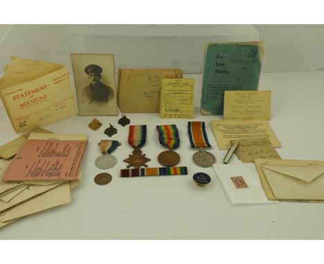 A COLLECTION OF ITEMS to include; Great War medal set Pip Squeak and Wilfred for Private A.E. Turner, Kings Royal Rifles, R.1