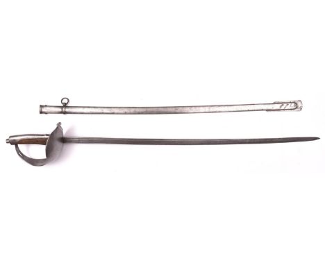 An early 20th century Portuguese cavalry troopers sword, blade 33½", the ricasso stamped "C/529/AF", the hilt with plain stee