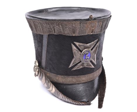 A good copy of an officer's shako of the Royal Berkshire Militia, c 1833-35, with silver and enamel Maltese cross plate, chin