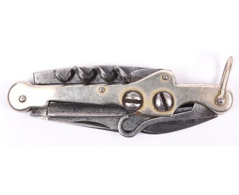 A multi tool horseman's "Coaching" knife, by G. Butler of Sheffield, including 2½" knife blade, short beaked blade, gouge, co