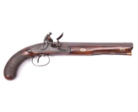 An 18 bore flintlock duelling pistol, by Ketland &amp; Co, c. 1815,   15½? overall, sighted octagonal barrel 10? with gold li