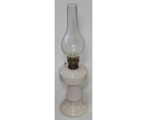 VICTORIAN OPAQUE GLASS BASED OIL LAMP (NO SHADE) 