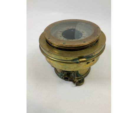 Nautical Brass Ships Compass, Binnacle, Gimbal 