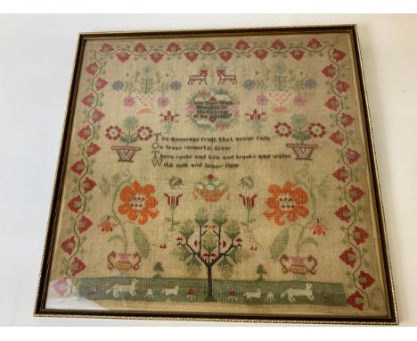 Embroidered Sampler - Dated 1837 - 44cm x 44cm 