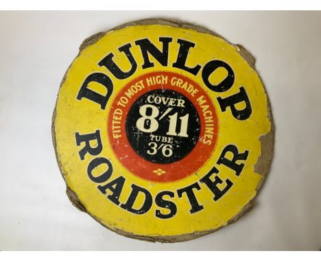 Circular Advertising - Dunlop Roadster - Mounted on Board - 65cm Diameter 