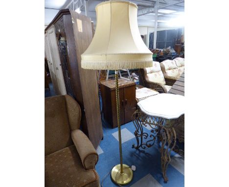 A Brass Standard Lamp with Twisted Support