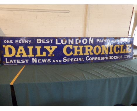 A Large Enamel Sign for the Daily Chronicle, Best London Paper, 243x46cm  