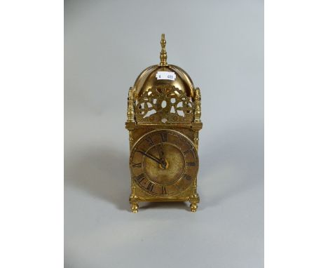 A 20th Century Brass Lantern Clock with French Movement, 23cm High 