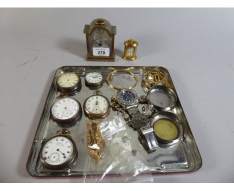 A Collection of Various Wrist Watches, Pocket Watches, Miniature Carriage Clock 