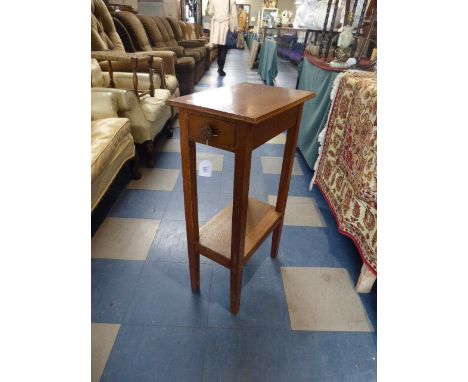 A Small Edwardian Side Table with Single Drawer and Stretcher Shelf, 73cm high