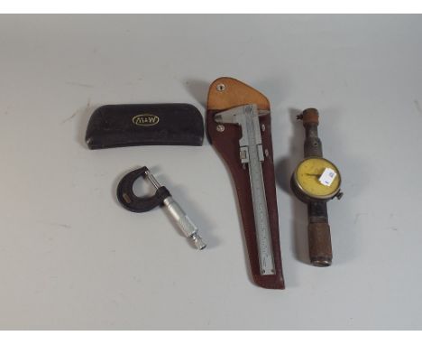 A Collection of Three Engineering Tools to Include Two Micrometer Screws and an American Standard Meter 