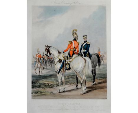 Ten coloured prints of military subjects, including: 'South Salopian', from 'Forres Yeomanry Costumes', aquatint; 'Officers o