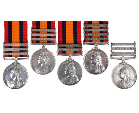 A collection of Queen's South Africa medals: Driver W. Carruthers, Army Service Corps, 1st type reverse, 3 clasps: Natal, Tra