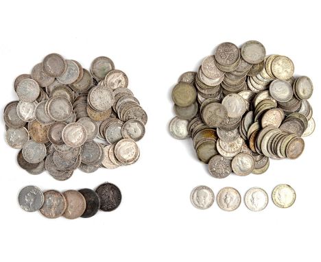 A collection of small denomination British silver coins, including: threepences (6), 1891-1918, all extremely fine or nearly 