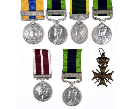 A small collection of medals, comprising: Khedive's Sudan, clasp: Hafir (3204 PTE S AINSWORTH I/N. STAFF: R.), clasp not conf