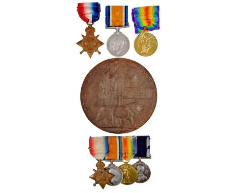 A family collection of medals, comprising: the Dardenelles Naval casualty group to Stoker 1st Class D. Burrows Royal Navy: 19