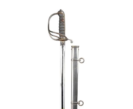 A George V rifle regiment officer's sword, etched 1895 pattern blade, steel 'gothic' hilt with stringed bugle to the cartouch