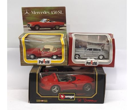 Polistil &amp; Bburago, a boxed Car group. &nbsp;Consisting of Mercedes 450 SL, Rolls Royce Silver Cloud III &amp; Dodge Vipe