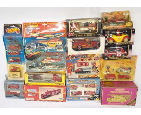 Matchbox. Mattel Hot Wheels, Realtoy &amp; similar, a boxed Fire Engines &amp; Fire Support Vehicles group. &nbsp;Although un