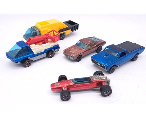 Hot Wheels "Redline" (Mattel) an unboxed group to include Custom Mustang, Custom Fleetside and others. Conditions appear Poor