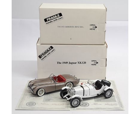 Danbury Mint, 1:24 scale, 1931 Mercedes-Benz SSKL &amp; 1949 Jaguar XK120, a boxed pair.&nbsp; Although unchecked for complet
