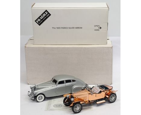 Danbury Mint, 1:24 scale, 1921 Rolls-Royce Silver Ghost &amp; 1933 Pierce Silver Arrow, a boxed pair. &nbsp;Although unchecke