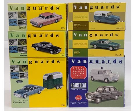 Vanguards, 1:43 scale, a boxed Car &amp; Van group.&nbsp; Includes Heartbeat Collection, Jaguar XJ6 4.2 Series I &amp; Towing