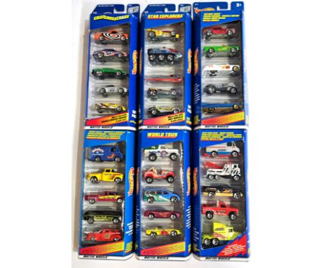 Hot Wheels (Mattel) a boxed Gift Set group to include "Criss Cross Crash", "Star Explorers" and others. Conditions appear Nea