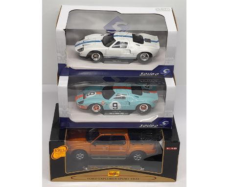 Solido &amp; Maisto, 1:18 scale, a boxed&nbsp;Ford Car &amp; Pickup Truck group. &nbsp;Includes Ford Explorer Sport Trac &amp
