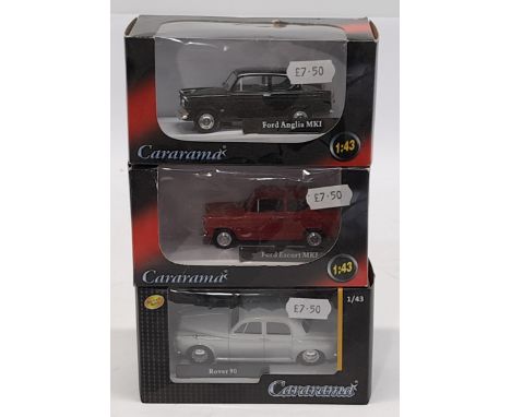 Cararama, 1:43 scale, a boxed Car group. &nbsp;Consisting of Ford Anglia MKI, Ford Escort MKI &amp; Rover 90. &nbsp;Although 