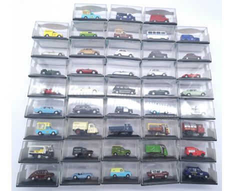 Oxford Diecast "Railway Scale Series" a boxed group to include; MGA Iris "Blue", Jowett Javelin and others. Conditions appear