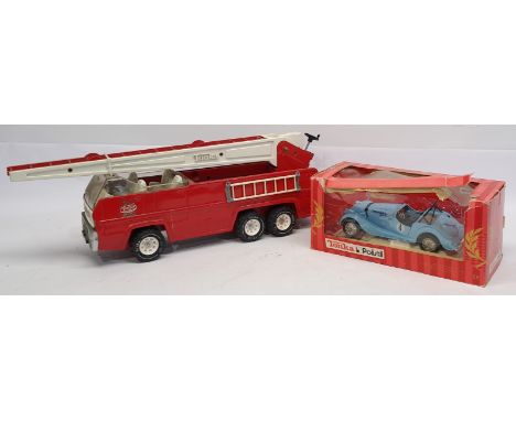 Tonka, a boxed &amp; unboxed Fire Truck &amp; Car, pair. &nbsp;Although unchecked for completeness condition generally appear